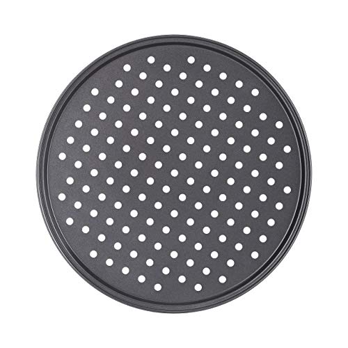 Relaxdays Lot de 2 moules à pizza ronds perforés antiadhésifs en acier carbone Gris Ø 32 cm