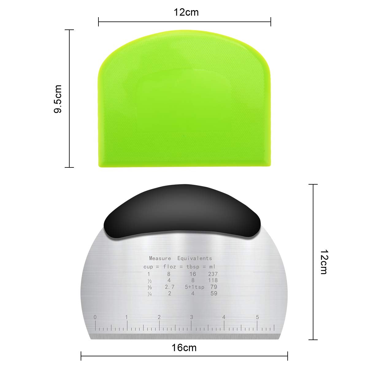 Grattoir à Pâte,3pcs Corne Patisserie,Coupe-Pâte Plastique,Grattoir à Pâte en Plastique et Acier Inoxydable pour Cuisine,Pâtisserie,Crêpes