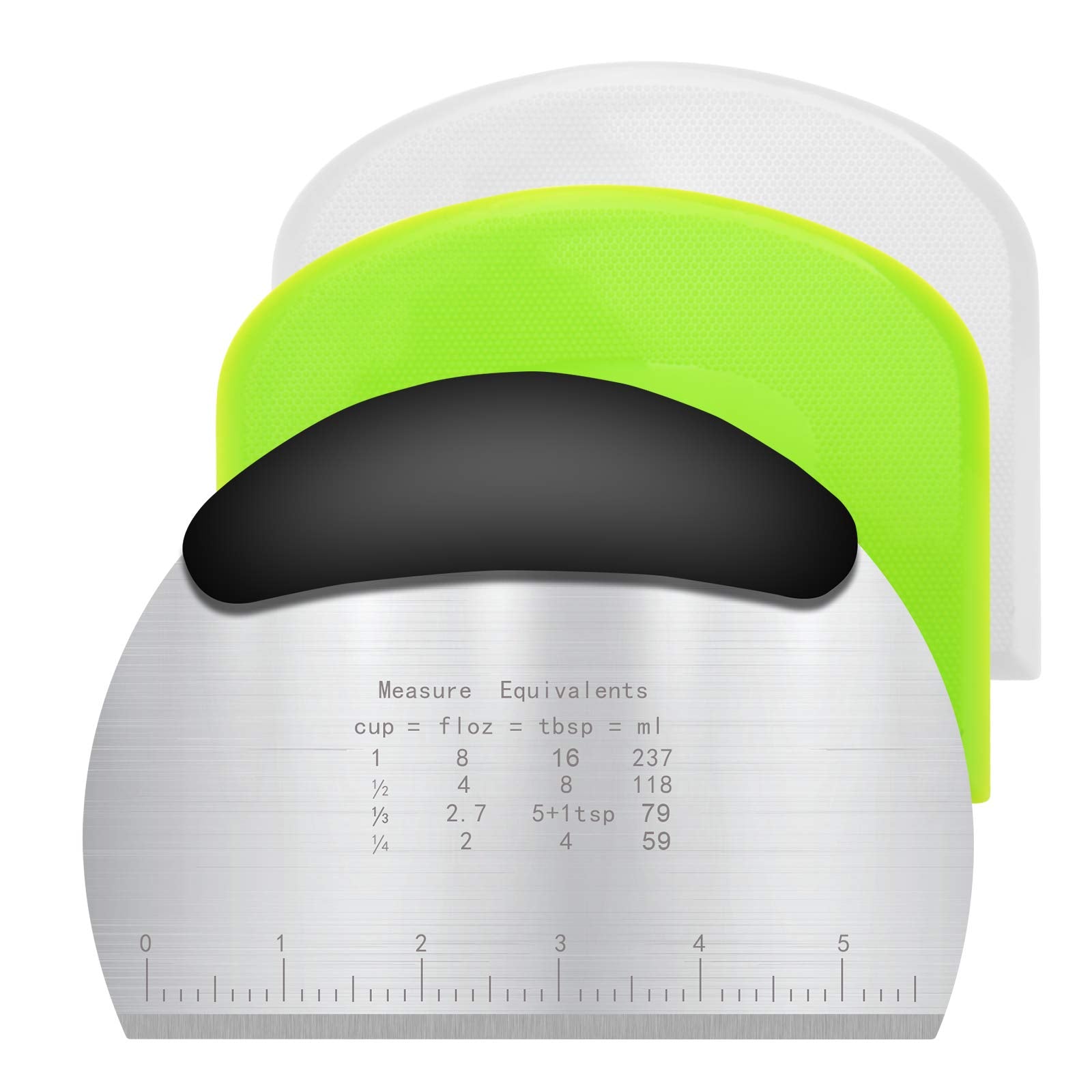 Vicloon Grattoir à Pâte,3pcs Corne Patisserie,Coupe-Pâte Plastique,Grattoir à Pâte en Plastique et Acier Inoxydable pour Cuisine,Pâtisserie,Crêpes