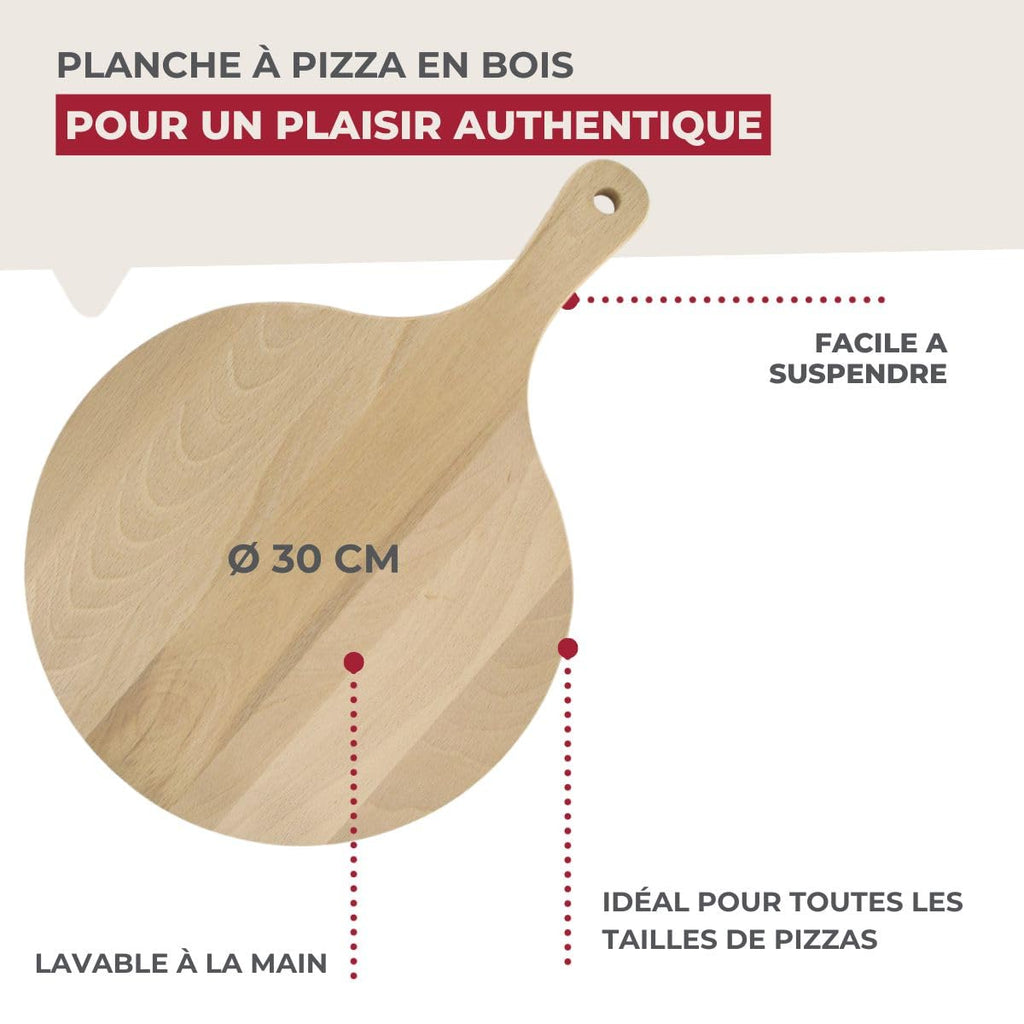 Planche à pizza, planche en bois, planche à découper, planche ronde, Bois, 30 cm, Marron 1