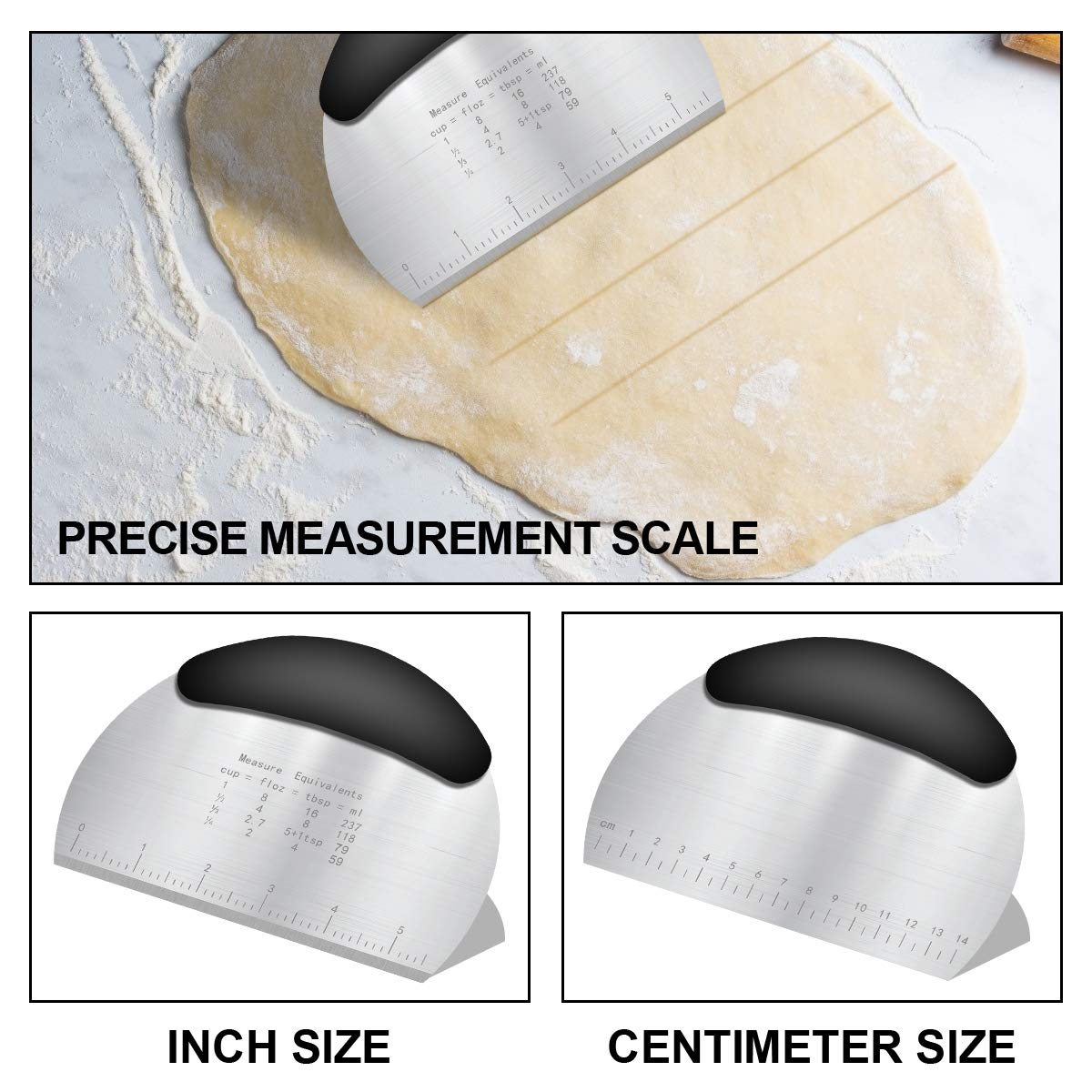 Grattoir à Pâte,3pcs Corne Patisserie,Coupe-Pâte Plastique,Grattoir à Pâte en Plastique et Acier Inoxydable pour Cuisine,Pâtisserie,Crêpes