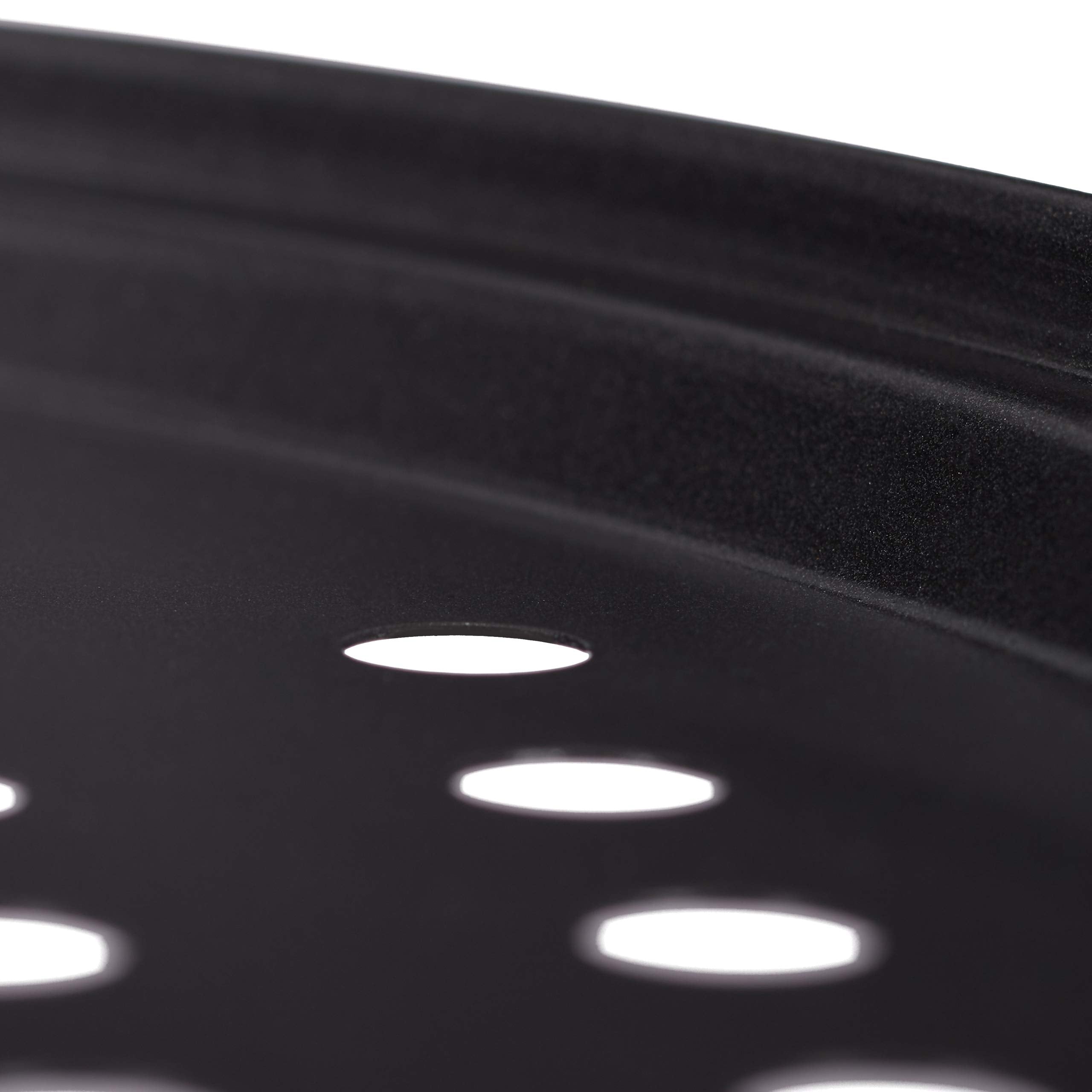 Relaxdays Plaque pizza, lot de 4, ronde, perforée, antiadhésive, tartes flambées, en acier, moule, ∅ 32 cm, anthracite