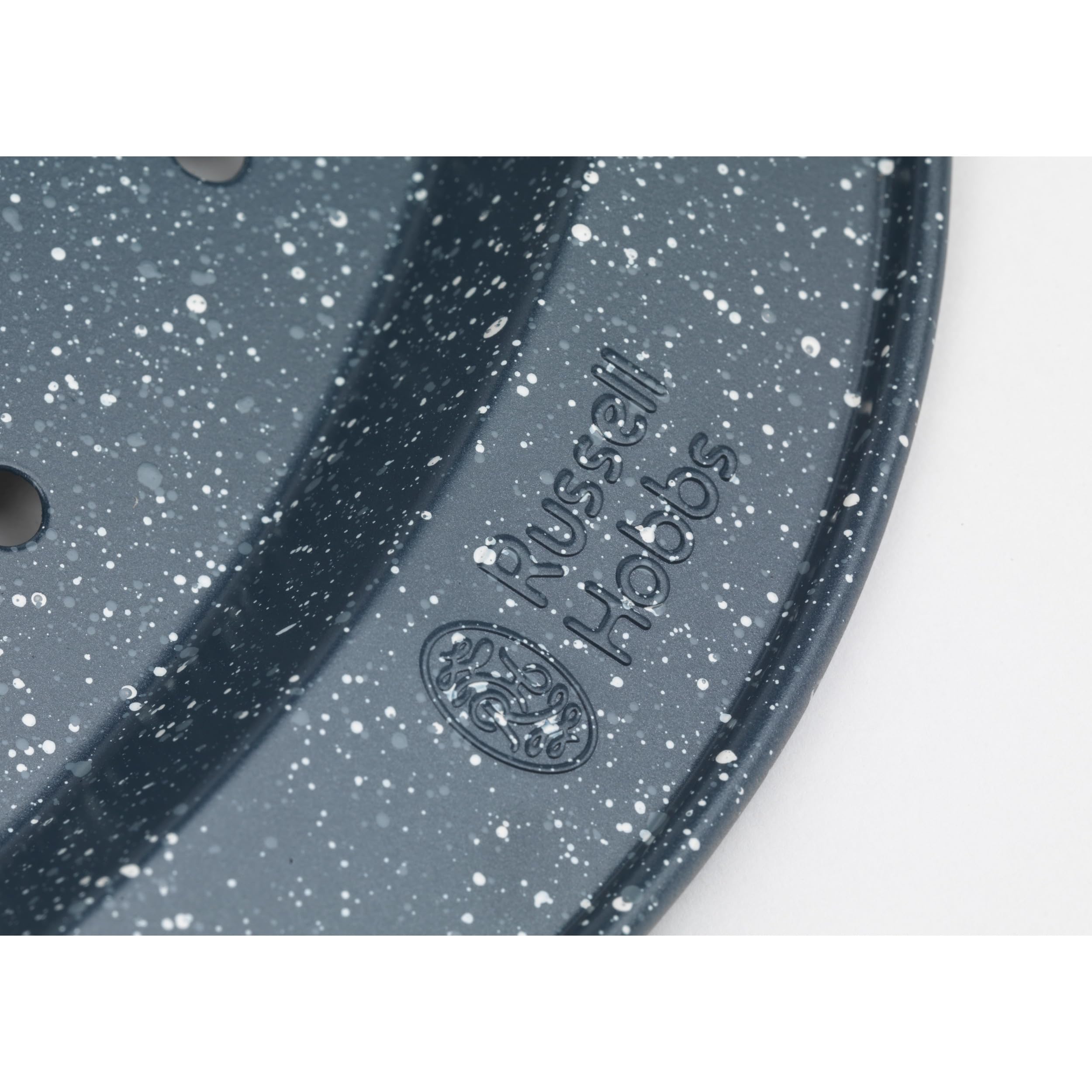 Russell Hobbs Set de 2 Plaques à Pizza Perforées 37 cm, Plateaux à Pâtisserie Non-Antiadhésifs, Idéaux pour Cuisson de Pizzas, Pain à l'Ail et Plus, Acier au Carbone, Revêtement Nightfall Stone