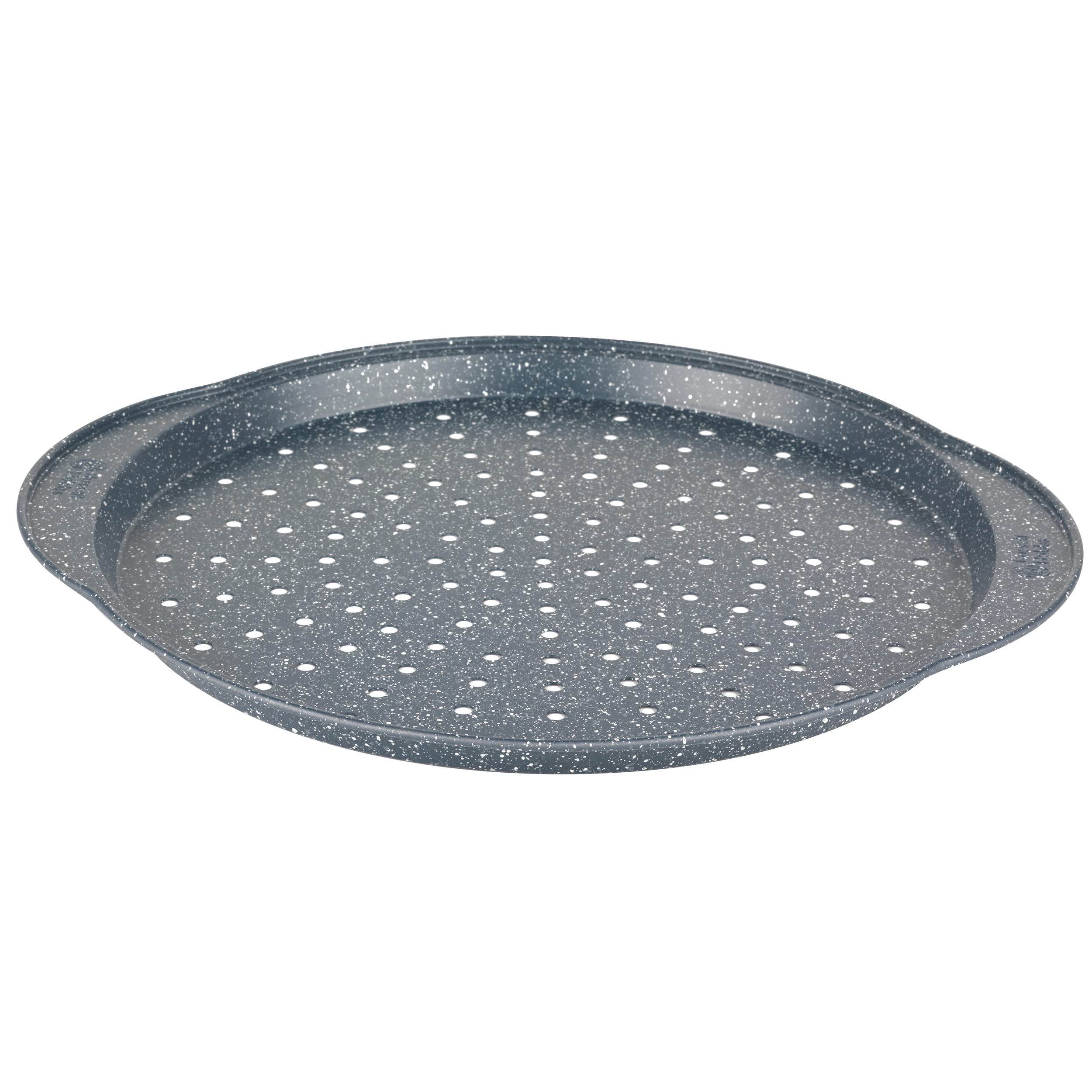 Russell Hobbs Set de 2 Plaques à Pizza Perforées 37 cm, Plateaux à Pâtisserie Non-Antiadhésifs, Idéaux pour Cuisson de Pizzas, Pain à l'Ail et Plus, Acier au Carbone, Revêtement Nightfall Stone